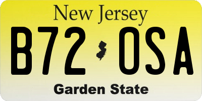NJ license plate B72OSA