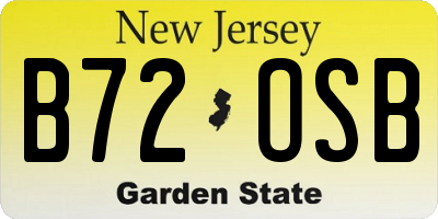 NJ license plate B72OSB