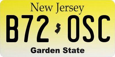 NJ license plate B72OSC