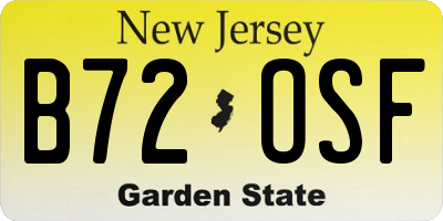 NJ license plate B72OSF