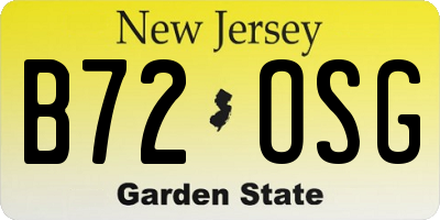 NJ license plate B72OSG