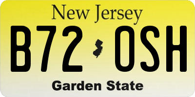NJ license plate B72OSH