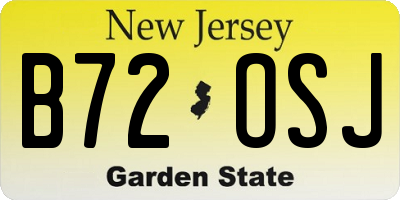 NJ license plate B72OSJ