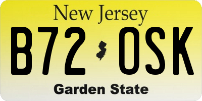 NJ license plate B72OSK