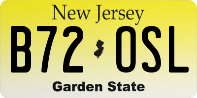 NJ license plate B72OSL