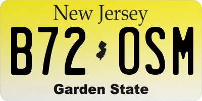 NJ license plate B72OSM