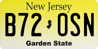 NJ license plate B72OSN