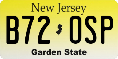 NJ license plate B72OSP