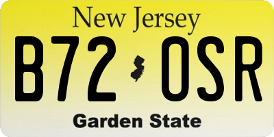 NJ license plate B72OSR