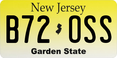 NJ license plate B72OSS