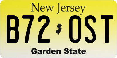 NJ license plate B72OST