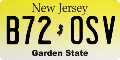 NJ license plate B72OSV