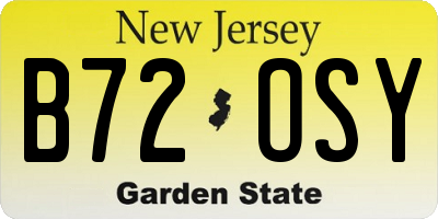 NJ license plate B72OSY