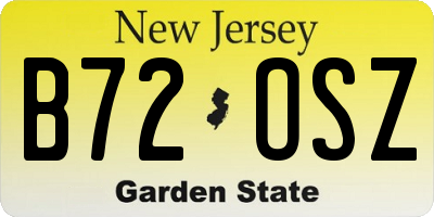 NJ license plate B72OSZ