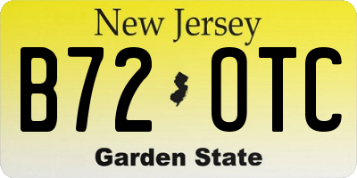 NJ license plate B72OTC