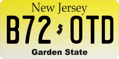 NJ license plate B72OTD
