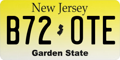 NJ license plate B72OTE