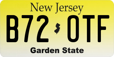 NJ license plate B72OTF