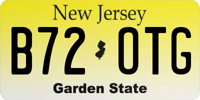 NJ license plate B72OTG