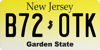 NJ license plate B72OTK