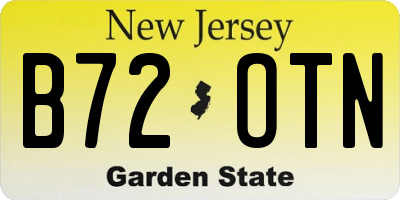 NJ license plate B72OTN