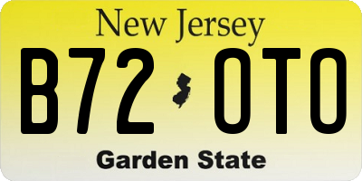 NJ license plate B72OTO