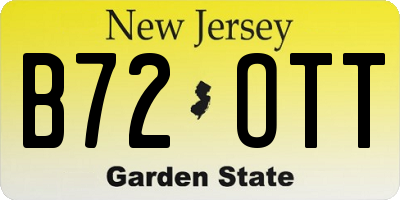 NJ license plate B72OTT