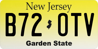 NJ license plate B72OTV