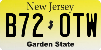 NJ license plate B72OTW