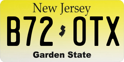 NJ license plate B72OTX