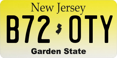 NJ license plate B72OTY