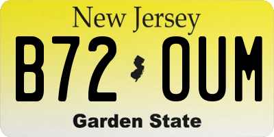NJ license plate B72OUM