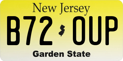 NJ license plate B72OUP