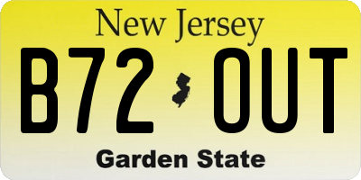 NJ license plate B72OUT
