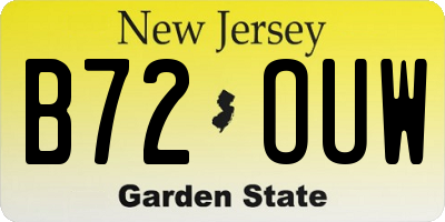 NJ license plate B72OUW