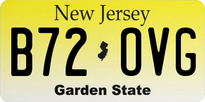NJ license plate B72OVG