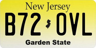 NJ license plate B72OVL