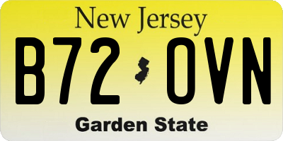 NJ license plate B72OVN