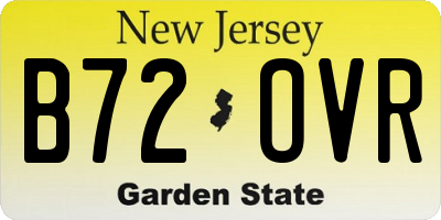 NJ license plate B72OVR