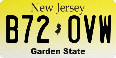 NJ license plate B72OVW