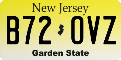 NJ license plate B72OVZ