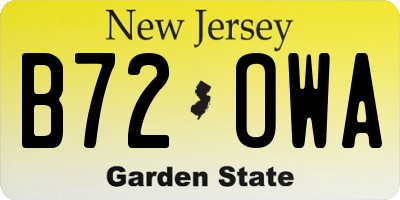 NJ license plate B72OWA