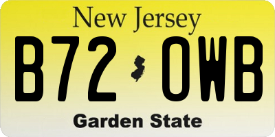 NJ license plate B72OWB