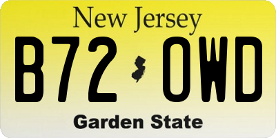 NJ license plate B72OWD