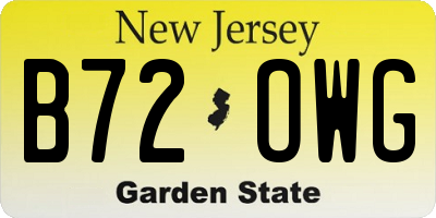 NJ license plate B72OWG