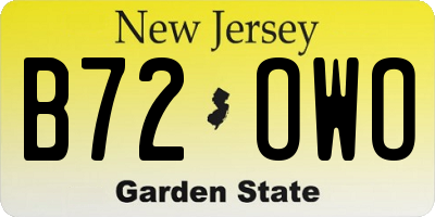 NJ license plate B72OWO