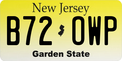 NJ license plate B72OWP