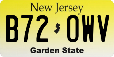 NJ license plate B72OWV