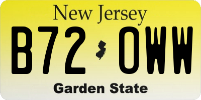 NJ license plate B72OWW
