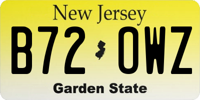 NJ license plate B72OWZ